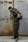 BORIS BIDJAN SABERI Leather and linen stitching travel bag INFANTERY BAG1 F1944+FMM20036